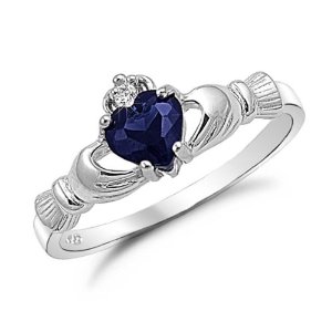 Nhẫn Claddagh Blue Heart Gem